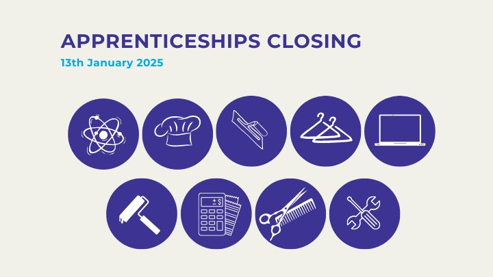 Apprenticeships closing for applications from Monday 13th January 2025